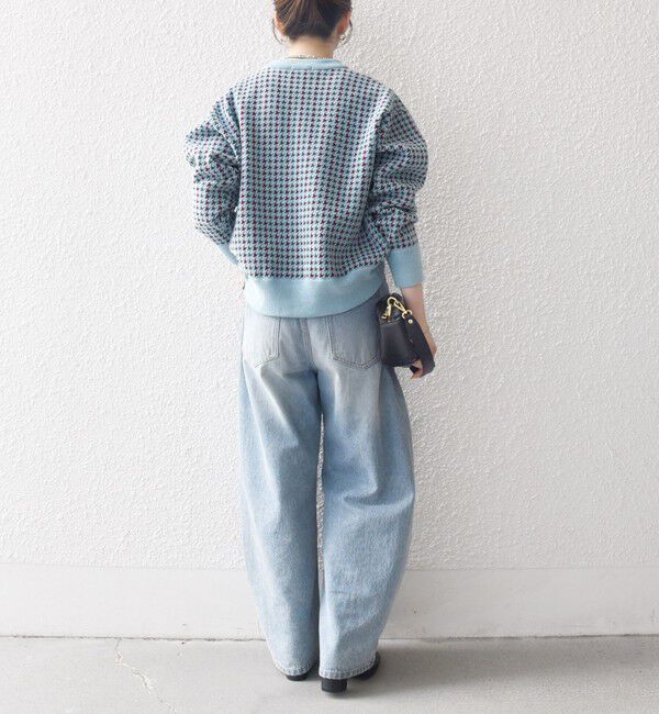 SHIPS any「SHIPS any:〈手洗い可能〉モールヤーン クルーネック ロゴ 千鳥柄 プルオーバー」|ニット・セーター|