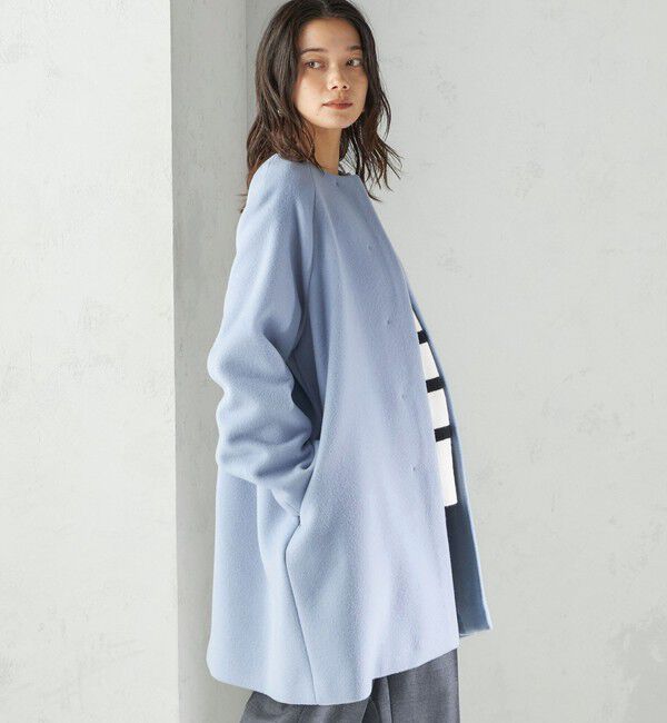 SHIPS for women「Pure SUPER100 ノーカラー コート」|ノーカラーコート|