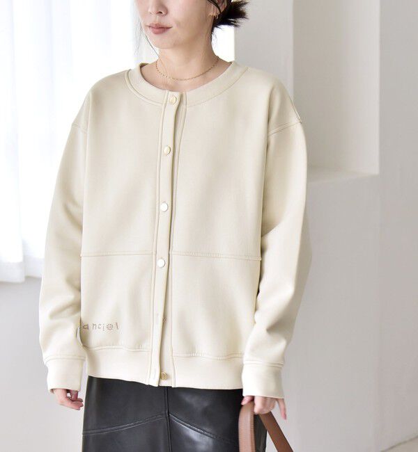 quaranciel「quaranciel:〈洗濯機可能〉スタッズ ロゴ ダンボール スウェット カーディガン」|スウェット・ジャージ|