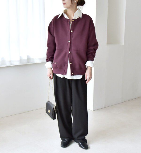 quaranciel「quaranciel:〈洗濯機可能〉スタッズ ロゴ ダンボール スウェット カーディガン」|スウェット・ジャージ|