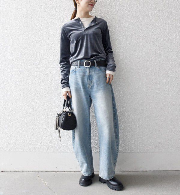 SHIPS any「SHIPS any:〈洗濯機可能〉ポリエステル ベロア 2way ヘンリーネック プルオーバー」|Tシャツ・カットソー|