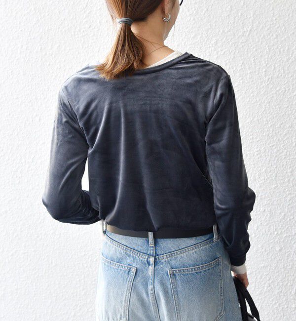 SHIPS any「SHIPS any:〈洗濯機可能〉ポリエステル ベロア 2way ヘンリーネック プルオーバー」|Tシャツ・カットソー|