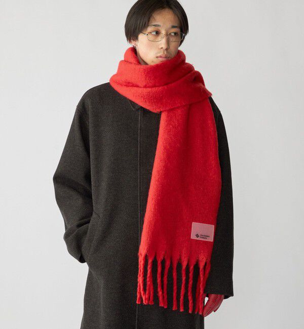 SHIPS「City Ambient Products: シャギー ソリッド ボリューム マフラー」|マフラー|レッド