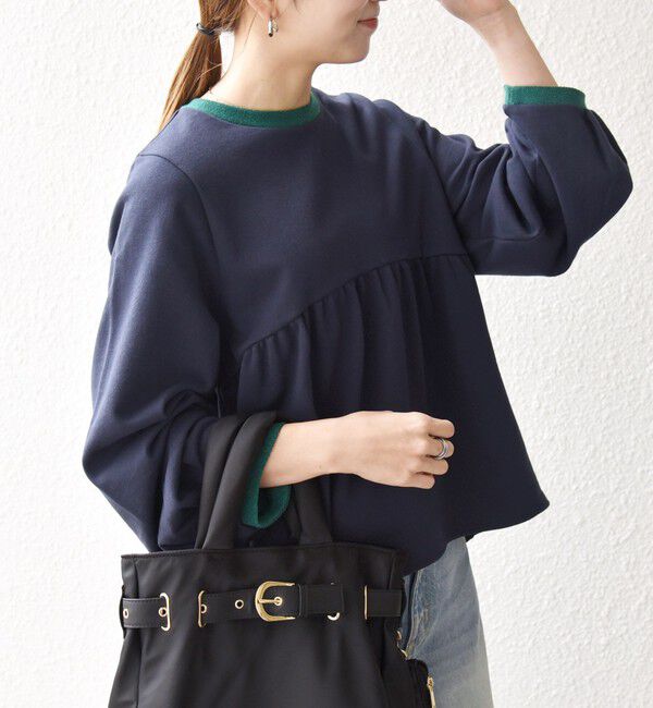 SHIPS any「SHIPS any:〈洗濯機可能〉裏毛 バイカラー ペプラム スウェット プルオーバー」|スウェット・ジャージ|