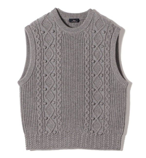 SHIPS for women「SHIPS Primary Navy Label:〈手洗い可能〉PON PON ケーブル ベスト」|ベスト・ジレ|グレー