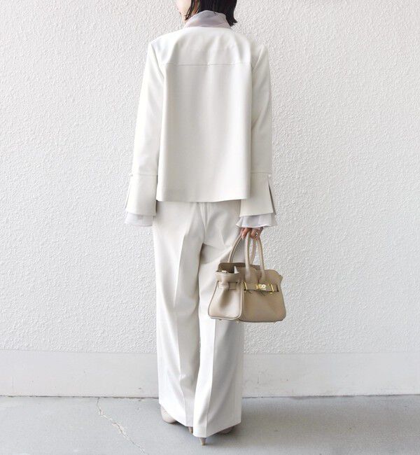 SHIPS for women「ダブル クロス 重ね袖 ノーカラー ジャケット（セレモニー対応可）」|ノーカラージャケット|