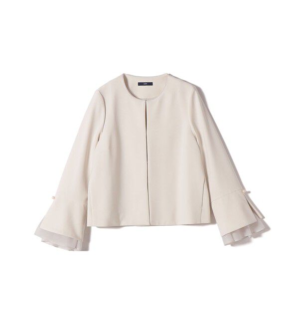 SHIPS for women「ダブル クロス 重ね袖 ノーカラー ジャケット（セレモニー対応可）」|ノーカラージャケット|