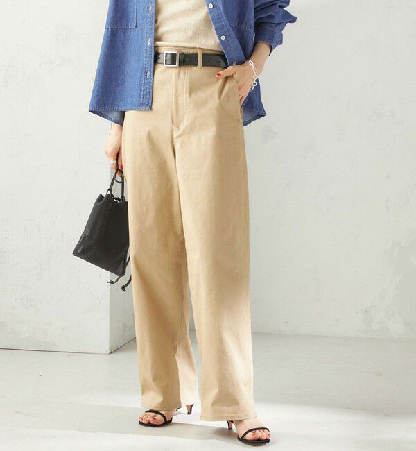 SHIPS for women「〈洗濯機可能〉ストレッチ チノ 硫化染め パンツ」|チノ|ベージュ