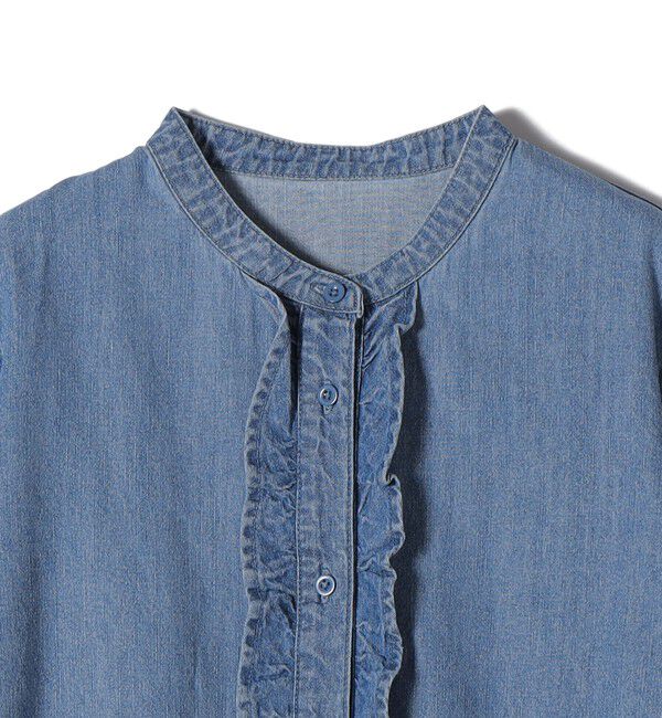 SHIPS for women「〈洗濯機可能〉ライトオンス フリル デニム シャツ」|シャツ・ブラウス|