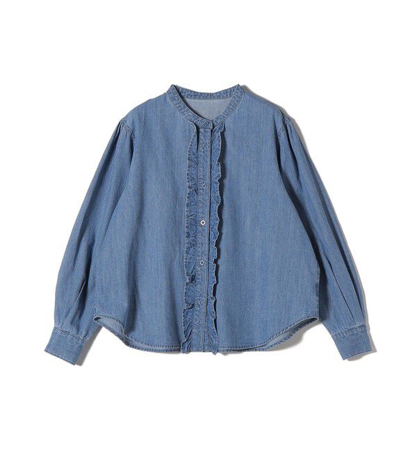 SHIPS for women「〈洗濯機可能〉ライトオンス フリル デニム シャツ」|シャツ・ブラウス|