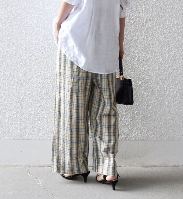 SHIPS any「SHIPS any:〈洗濯機可能〉リネン ミックス イージー ベイカー パンツ（チェック）」|その他|