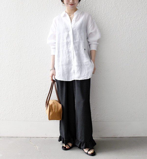 SHIPS any「SHIPS any:〈洗濯機可能〉リネン 刺繍 レギュラー ルーズ シャツ」|シャツ・ブラウス|