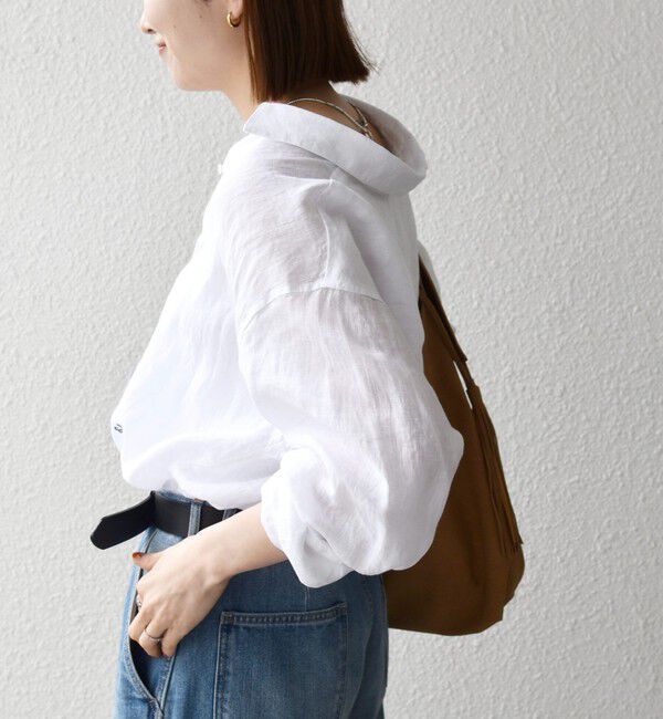 SHIPS any「SHIPS any:〈洗濯機可能〉リネン 刺繍 レギュラー ルーズ シャツ」|シャツ・ブラウス|