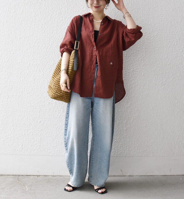 SHIPS any「SHIPS any:〈洗濯機可能〉リネン 刺繍 レギュラー ルーズ シャツ」|シャツ・ブラウス|