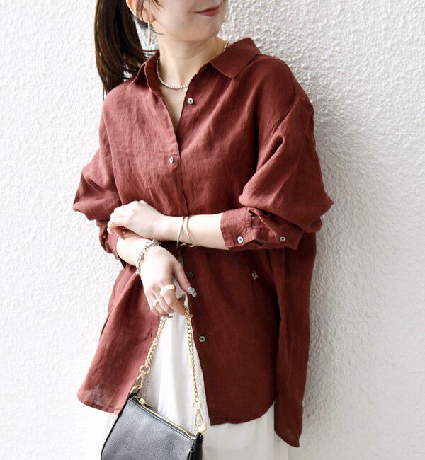 SHIPS any「SHIPS any:〈洗濯機可能〉リネン 刺繍 レギュラー ルーズ シャツ」|シャツ・ブラウス|