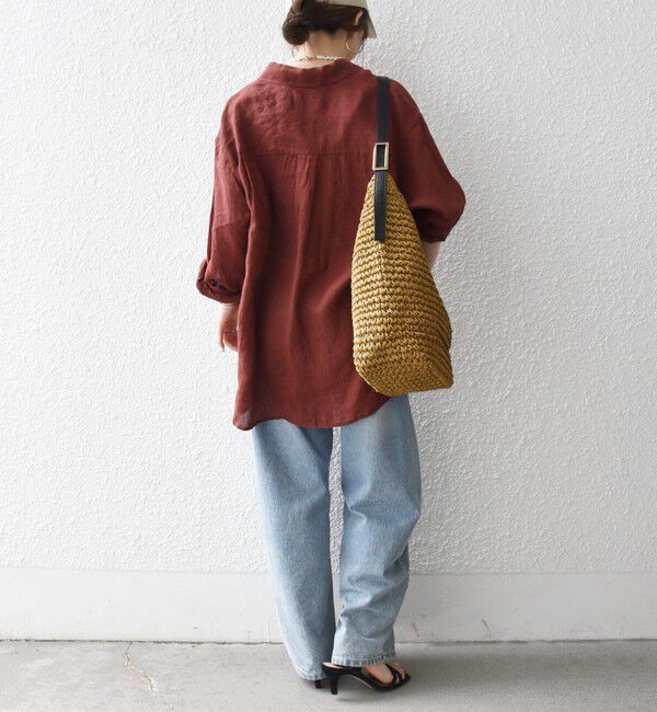 SHIPS any「SHIPS any:〈洗濯機可能〉リネン 刺繍 レギュラー ルーズ シャツ」|シャツ・ブラウス|