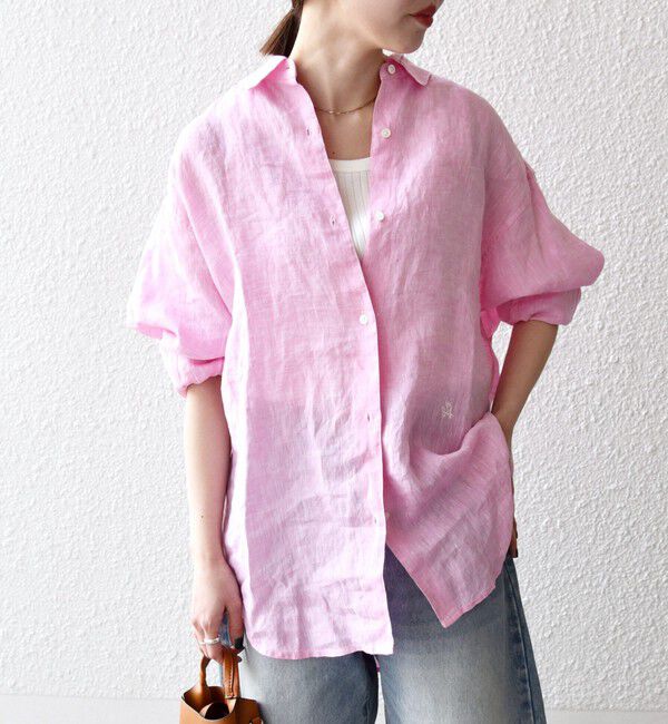 SHIPS any「SHIPS any:〈洗濯機可能〉リネン 刺繍 レギュラー ルーズ シャツ」|シャツ・ブラウス|