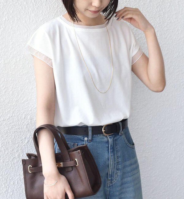 SHIPS Colors 「《予約》SHIPS Colors:〈接触冷感・手洗い可能〉クール タッチ シアー コンビ TEE◆」|Tシャツ・カットソー|オフホワイト