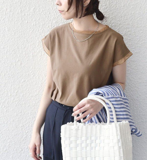 SHIPS Colors 「《予約》SHIPS Colors:〈接触冷感・手洗い可能〉クール タッチ シアー コンビ TEE◆」|Tシャツ・カットソー|ブラウン