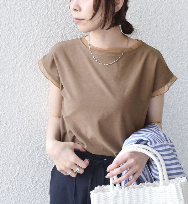 SHIPS Colors 「《予約》SHIPS Colors:〈接触冷感・手洗い可能〉クール タッチ シアー コンビ TEE◆」|Tシャツ・カットソー|