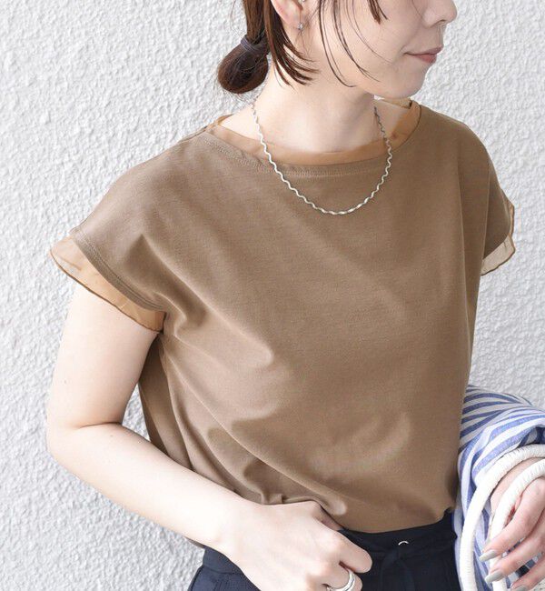 SHIPS Colors 「《予約》SHIPS Colors:〈接触冷感・手洗い可能〉クール タッチ シアー コンビ TEE◆」|Tシャツ・カットソー|