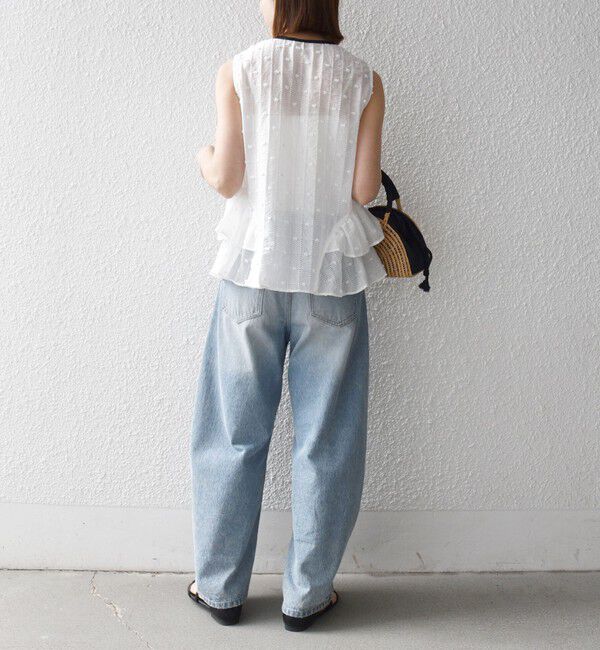 SHIPS any「《予約》SHIPS any:〈洗濯機可能〉ドット ジャカード フリル ノースリーブ シャツ ブラウス」|シャツ・ブラウス|