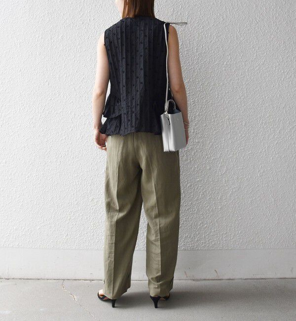 SHIPS any「《予約》SHIPS any:〈洗濯機可能〉ドット ジャカード フリル ノースリーブ シャツ ブラウス」|シャツ・ブラウス|