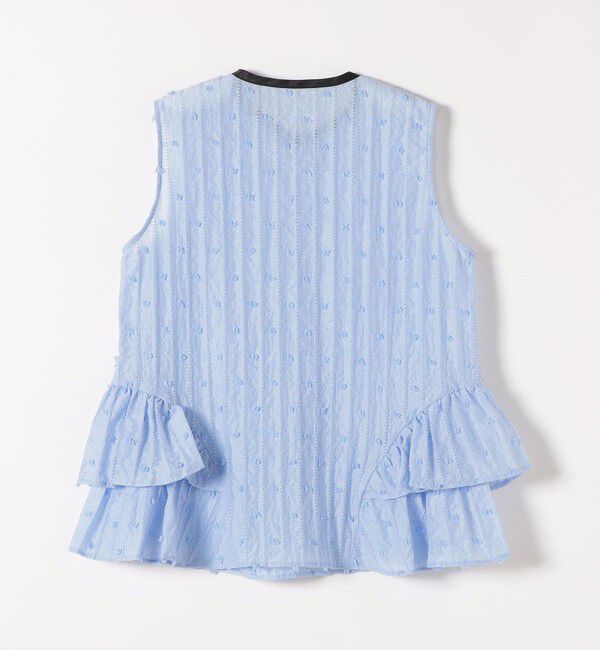 SHIPS any「《予約》SHIPS any:〈洗濯機可能〉ドット ジャカード フリル ノースリーブ シャツ ブラウス」|シャツ・ブラウス|