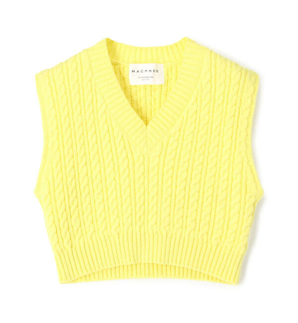 MACPHEE「ハイブリットコットンケーブル Vネックベスト」|ニット・セーター|23 イエロー