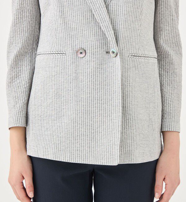 TOMORROWLAND collection「シルキーサッカー ダブルブレストライトジャケット」|テーラードジャケット|