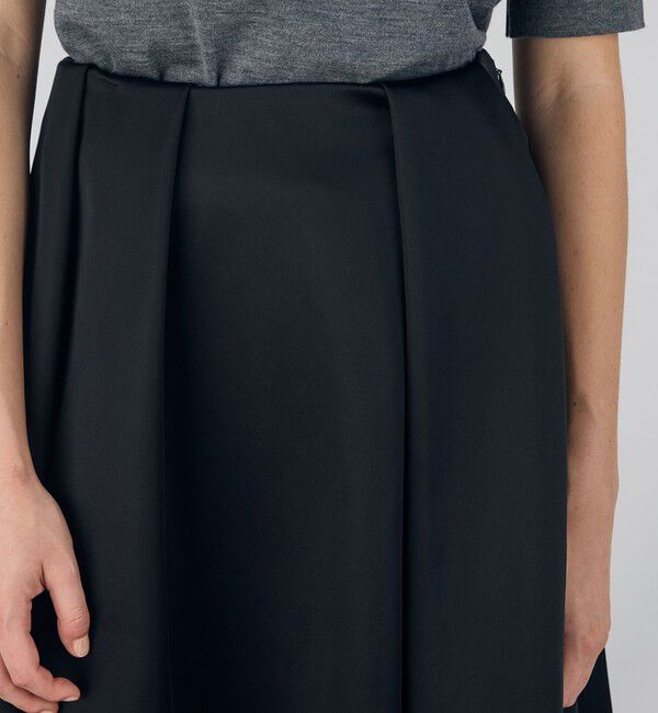 DES PRES「ナイロンハイカウントダブルクロス タックフレアスカート」|フレア|