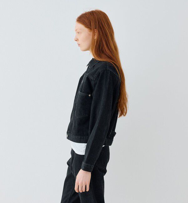 GALERIE VIE「ブラックデニム プリーテッドジャケット」|デニムジャケット|