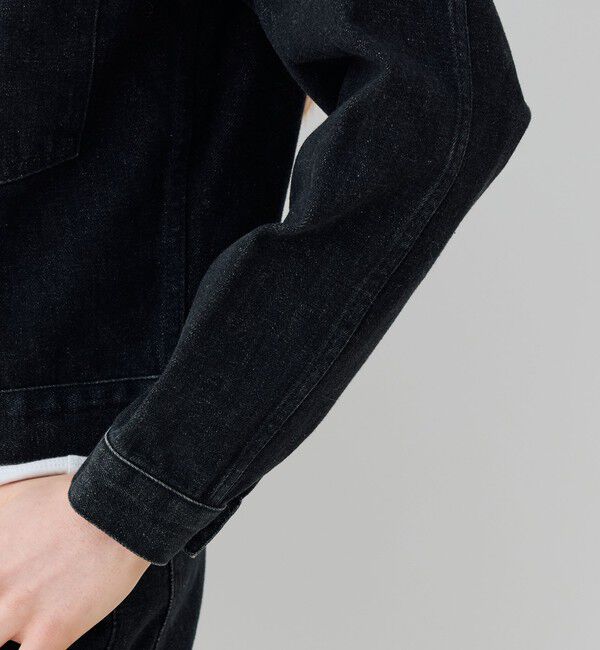 GALERIE VIE「ブラックデニム プリーテッドジャケット」|デニムジャケット|