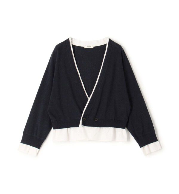MACPHEE「ファブリックコンビ ダブルボタンカーディガン」|カーディガン|68 ネイビー系