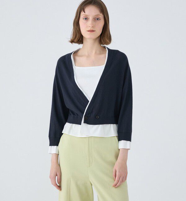 MACPHEE「ファブリックコンビ ダブルボタンカーディガン」|カーディガン|