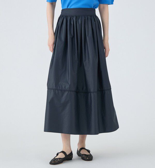MACPHEE「クリスピータフタ ギャザーマキシスカート」|フレア|