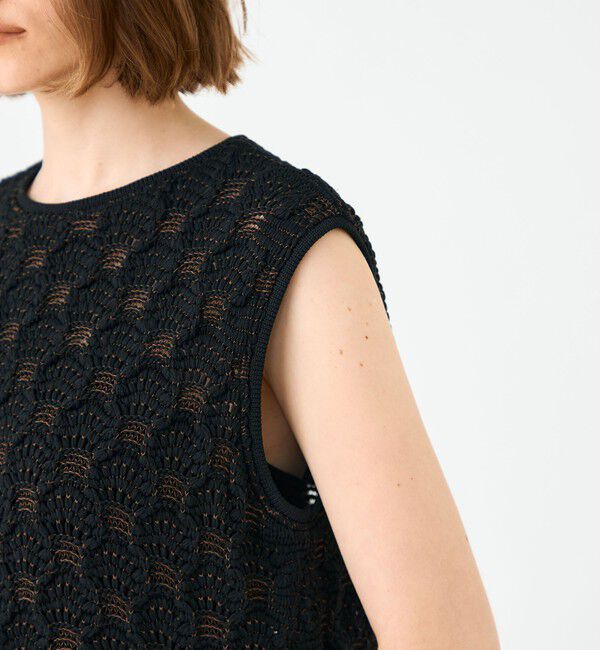 Ballsey「バンピーポリエステル ノースリーブブラウス」|ニット・セーター|