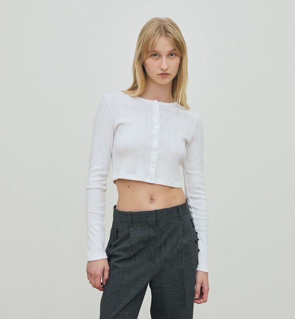 DES PRES「アイレットジャージー クロップドカーディガン」|カーディガン|