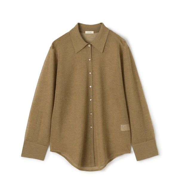 DES PRES「レーヨンポリエステルシアーニット レギュラーカラーシャツ」|ニット・セーター|43 ベージュ