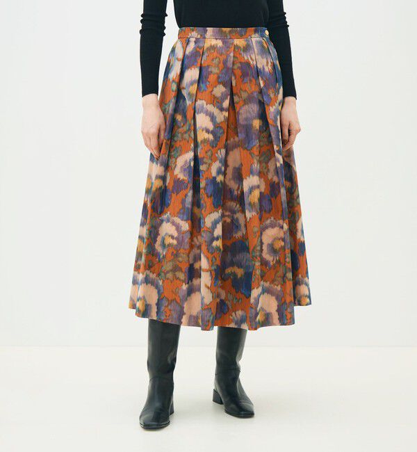 TOMORROWLAND collection「ヴァーミリオンプリント タックスイングスカート」|フレア|