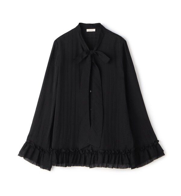 DES PRES「ドットストライプジャカード フリルブラウス」|シャツ・ブラウス|19 ブラック