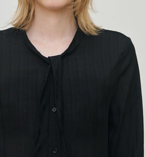 DES PRES「ドットストライプジャカード フリルブラウス」|シャツ・ブラウス|