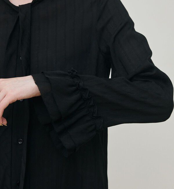 DES PRES「ドットストライプジャカード フリルブラウス」|シャツ・ブラウス|