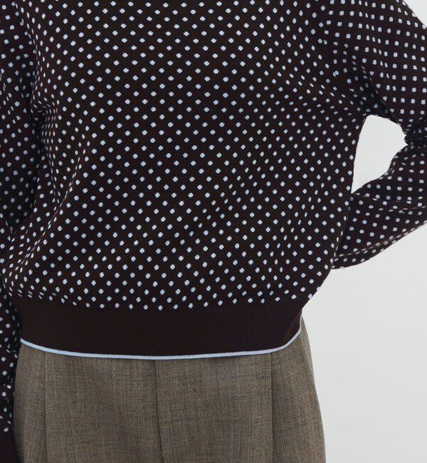 CABaN「コットンカシミヤ ドットジャカードクルーネックプルオーバー」|ニット・セーター|