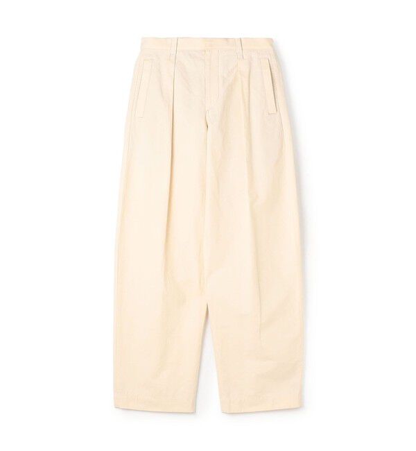TOMORROWLAND MENS「コットンリネンスラブ 1プリーツカーブパンツ」|チノ|13 オフホワイト