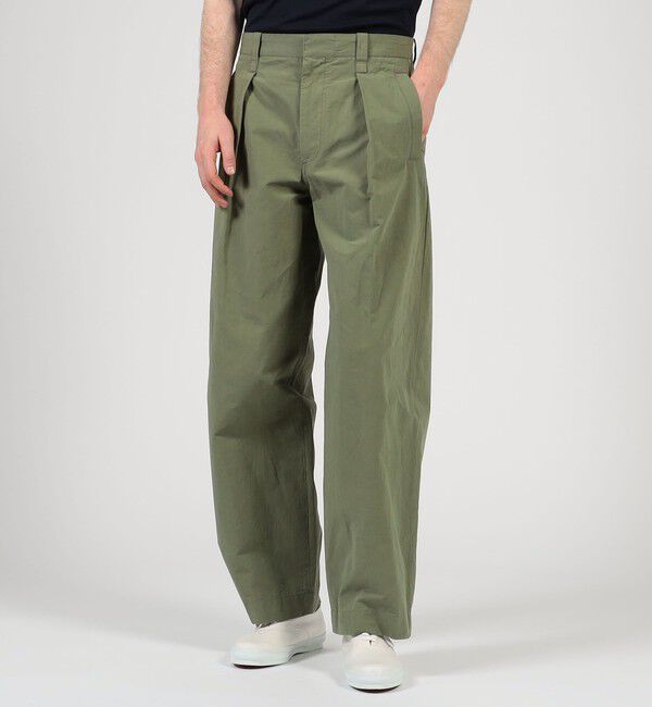 TOMORROWLAND MENS「コットンリネンスラブ 1プリーツカーブパンツ」|チノ|