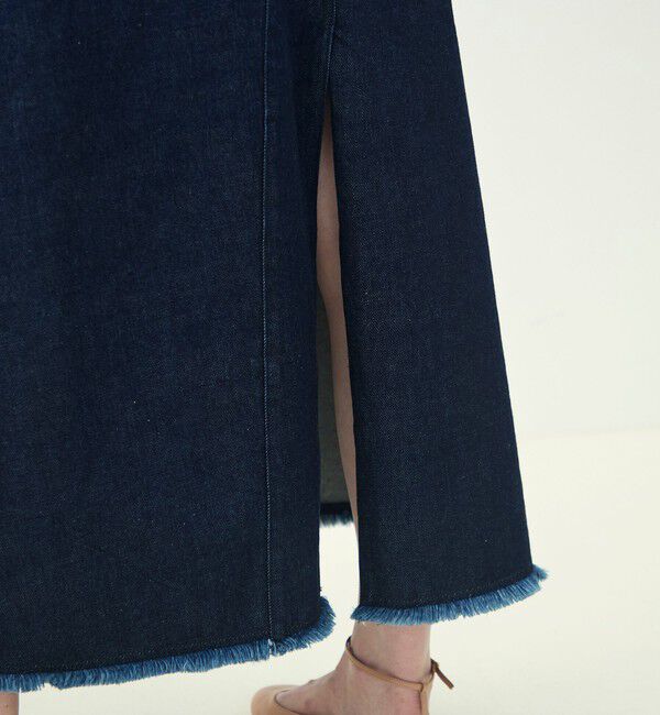 MACPHEE「ローツイストデニム Aラインマキシスカート」|台形|