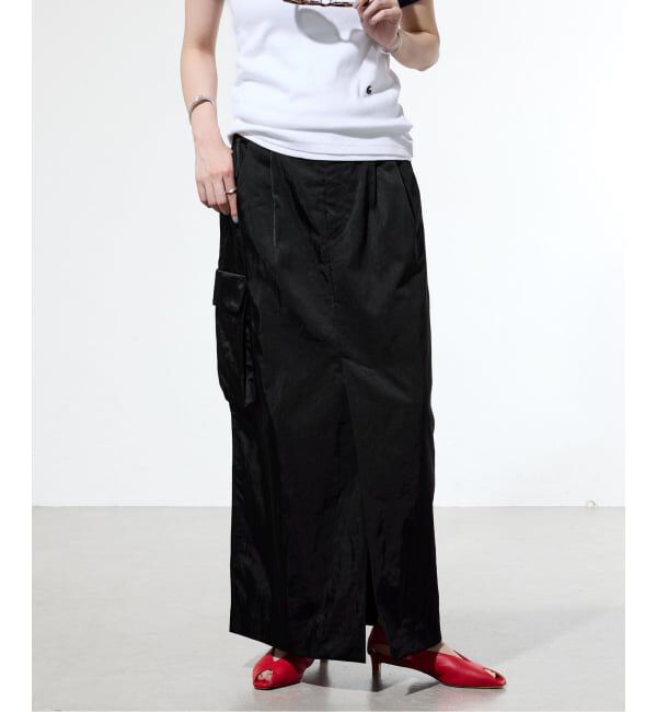 IENA「《一部店舗限定》サテンカーゴポケットスカート」|スカート|