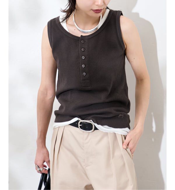 JOURNAL STANDARD「《予約》別注【FAITH MILLS CORP】ワッフルガゼットPOヘンリータンクトップ」|Tシャツ・カットソー|ブラック A