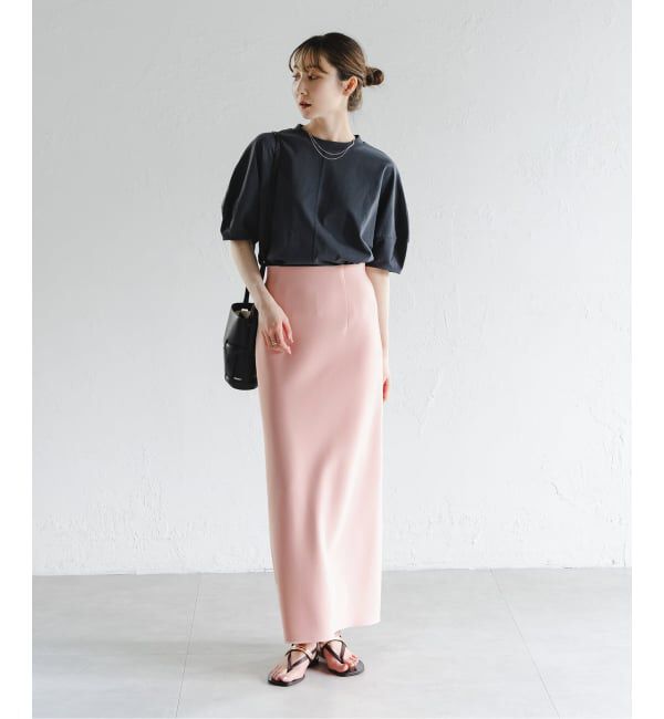 NOBLE「《追加》【洗える】コンフォートジャージーライクタイトスカート 4」|スカート|